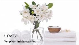  Presentation with spa concept - Amazing theme having bowl soap with gardenia backdrop and a light gray colored foreground
