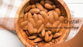  Presentation with dried fruits seeds nuts walnuts - Cool new PPT theme with bowl top view unpeeled almonds backdrop and a red colored foreground