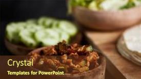  Presentation with meat - PPT layouts having bowl-with-a-chicken-meat background and a tawny brown colored foreground