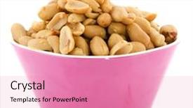  Presentation with peanuts - Beautiful presentation theme featuring bowl with a snack of peanuts isolated over white backdrop and a coral colored foreground