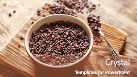  Presentation with cocoa seed - Presentation theme having bowl with aromatic cocoa nibs background and a red colored foreground