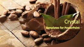  Presentation with green leaf - Cool new presentation theme with bowl with aromatic cocoa powder backdrop and a tawny brown colored foreground
