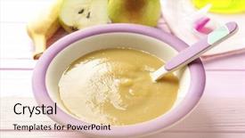  Presentation with baby food - Cool new PPT layouts with bowl with baby food backdrop and a lemonade colored foreground
