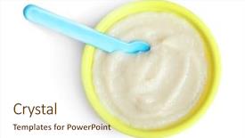  Presentation with baby food - Beautiful presentation theme featuring bowl with baby food backdrop and a soft green colored foreground