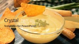  Presentation with dip - Presentation featuring bowl with beer cheese dip background and a yellow colored foreground