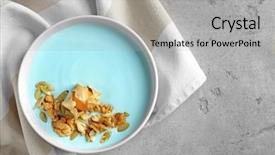  Presentation with spirulina - Theme with bowl with blue spirulina smoothie background and a light gray colored foreground