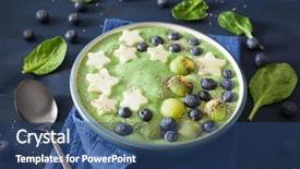  Presentation with green apple - Colorful slides enhanced with bowl with blueberry apple star backdrop and a ocean colored foreground