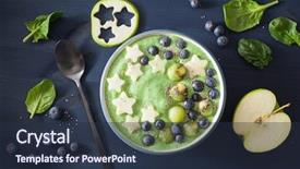  Presentation with green star - Cool new presentation theme with bowl with blueberry apple star backdrop and a tawny brown colored foreground