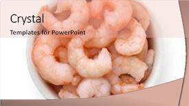  Presentation with shrimp - Amazing PPT theme having bowl with boiled peeled shrimp backdrop and a lemonade colored foreground