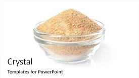  Presentation with bread - Colorful presentation theme enhanced with bowl with bread crumbs isolated backdrop and a white colored foreground