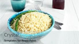  Presentation with brown rice - Theme with bowl-with-brown-rice background and a light blue colored foreground