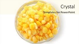  Presentation with kernel corn - Theme consisting of bowl with canned corn kernels background and a blonde colored foreground