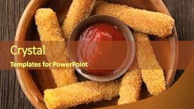  Presentation with mozzarella cheese - Colorful slide deck enhanced with bowl with cheese sticks backdrop and a tawny brown colored foreground