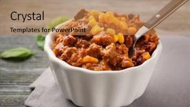  Presentation with chili - Audience pleasing slide set consisting of bowl with chili con carne backdrop and a coral colored foreground