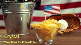  Presentation with mlb baseball in a glove - Presentation theme featuring bowl with chips baseball glove background and a  colored foreground