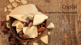  Presentation with cocoa beans - Cool new PPT theme with bowl with cocoa butter backdrop and a coral colored foreground