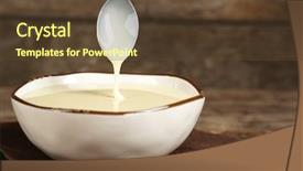  Presentation with condensed milk - Cool new PPT layouts with bowl with condensed milk backdrop and a tawny brown colored foreground