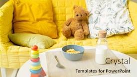  Presentation with corn flakes - Presentation design enhanced with bowl-with-corn-flakes-bottle background and a lemonade colored foreground