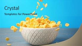  Presentation with corn flakes - Slide deck featuring bowl with corn flakes background and a cyan colored foreground