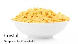  Presentation with asian dumplings in broth bowl - Cool new PPT layouts with bowl with cornflakes on white backdrop and a white colored foreground