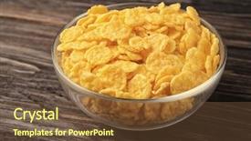  Presentation with bowl - Presentation theme consisting of bowl-with-cornflakes-on-wooden background and a tawny brown colored foreground