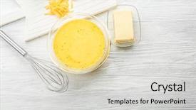  Presentation with cream cheese and fruit sandwich - Presentation design with bowl with creamy cheese corolla background and a light gray colored foreground