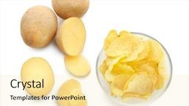  Presentation with food potato spicy chips crisps snacks - Cool new slide set with bowl with crispy chips backdrop and a blonde colored foreground