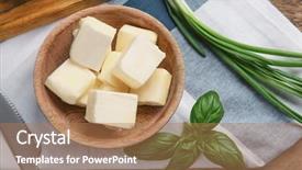  Presentation with butter - PPT layouts enhanced with bowl with cubes of butter background and a coral colored foreground