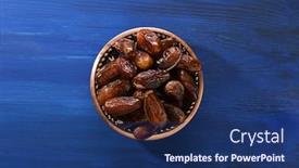  Presentation with dark blue - Cool new presentation theme with bowl-with-dates-on-dark backdrop and a navy blue colored foreground