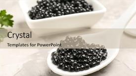  Presentation with caviar - PPT theme with bowl with delicious black caviar background and a soft green colored foreground