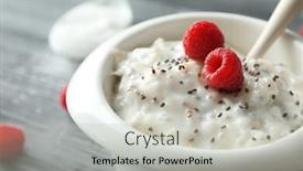  Presentation with pudding - Amazing PPT layouts having bowl with delicious chia seed backdrop and a light gray colored foreground