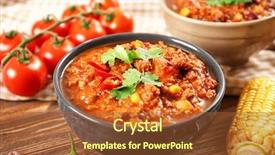 Presentation with chili - Colorful PPT layouts enhanced with bowl with delicious chili con backdrop and a tawny brown colored foreground