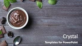  Presentation with spoon - Colorful slide set enhanced with bowl with delicious chocolate sauce backdrop and a gray colored foreground