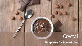  Presentation with chocolate nuts - Slide set having bowl with delicious chocolate sauce background and a coral colored foreground