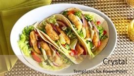  Presentation with fish tacos - Beautiful presentation design featuring bowl with delicious fish tacos backdrop and a coral colored foreground