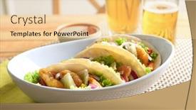  Presentation with fish tacos - Amazing presentation having bowl with delicious fish tacos on table backdrop and a lemonade colored foreground