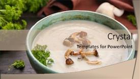  Presentation with pure culture mushroom - Cool new presentation theme with bowl with delicious mushroom soup backdrop and a lemonade colored foreground