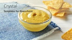  Presentation with nachos - PPT theme featuring bowl-with-delicious-mustard-sauce background and a blonde colored foreground