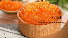  Presentation with caviar - Slides with bowl with delicious red caviar background and a gold colored foreground