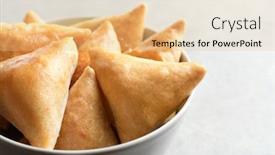  Presentation with bowl - Cool new slide deck with bowl with delicious samosas on light background backdrop and a lemonade colored foreground