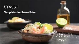  Presentation with seafood - Presentation theme having bowl with delicious seafood risotto on table background and a black colored foreground