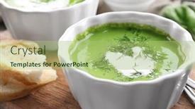  Presentation with spinach - Beautiful presentation design featuring bowl with delicious spinach soup on table backdrop and a mint green colored foreground
