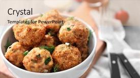  Presentation with meatball - PPT theme consisting of bowl with delicious turkey meatballs background and a lemonade colored foreground