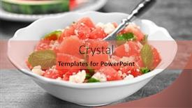  Presentation with acai berry smoothie bowl - PPT layouts featuring bowl-with-delicious-watermelon-salad background and a coral colored foreground
