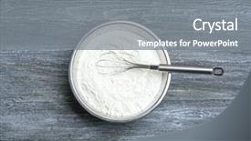  Presentation with flour - Audience pleasing theme consisting of bowl with flour and corolla backdrop and a gray colored foreground