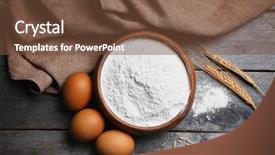  Presentation with flour - PPT theme featuring bowl with flour and eggs background and a tawny brown colored foreground