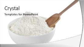  Presentation with chickpea flour - Amazing PPT theme having bowl with flour on white backdrop and a  colored foreground