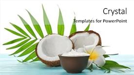  Presentation with coconut oil - PPT theme featuring bowl with fresh coconut oil background and a  colored foreground