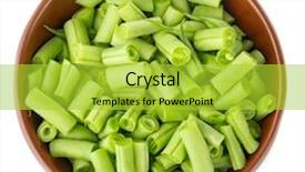  Presentation with white green - PPT layouts enhanced with bowl with fresh green beans background and a yellow colored foreground