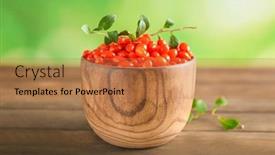  Presentation with goji - Slide deck having bowl-with-goji-berries background and a coral colored foreground